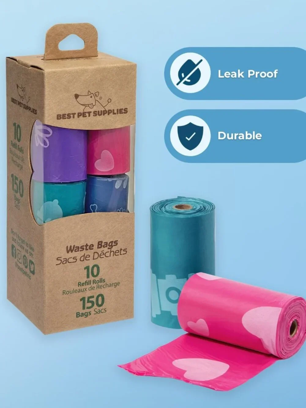 Portable 150 Pack Dog Poop Bags - Assorted Colors for Effortless Waste Disposal